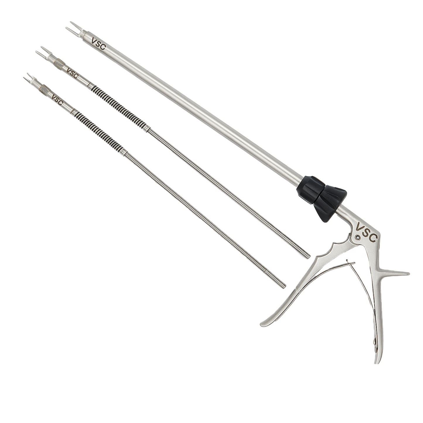 Vishal Surgical Co laparoscopic clip applicator, a precise surgical instrument for minimally invasive procedures, shown in close-up view.