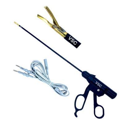 Vishal Surgical Co laparoscopic bipolar sealer forceps with curved gold handle, vessel sealing device for minimally invasive surgery.