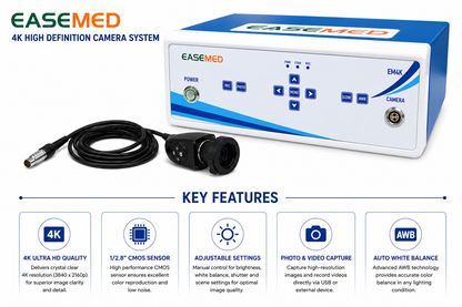 EASEMED EM4K 4K UHD Endoscopy & Laparoscopy Camera System | 3840×2160 60FPS CMOS Medical Camera with Camera Head