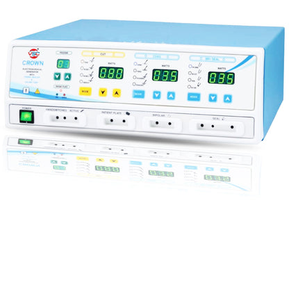Electrosurgical generator unit with vessel sealing system and bipolar saline TURP by Vishal Surgical Co, featuring cautery machine and accessories.