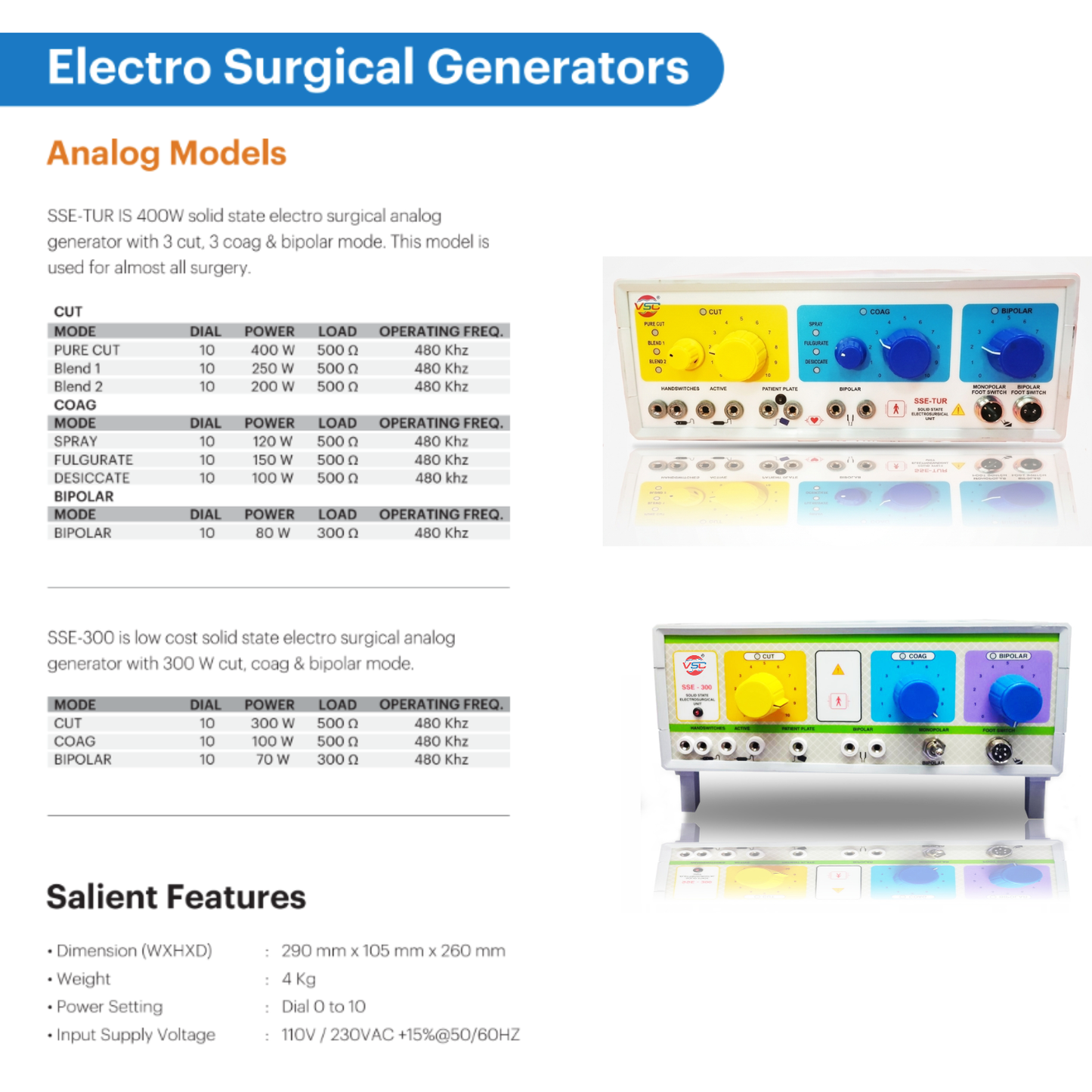 electrosurgical generator 300w 400w analog digital bipolar cautery machine surgical unit