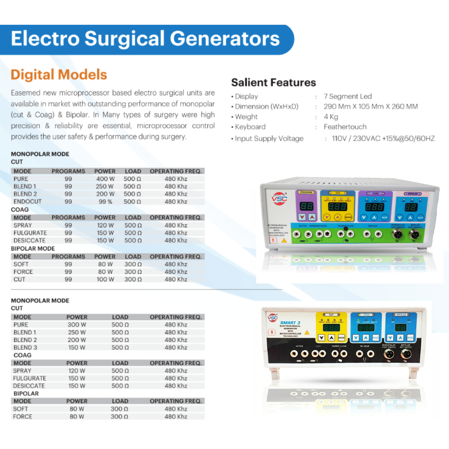 electrosurgical generator 300w 400w analog digital bipolar cautery machine surgical unit