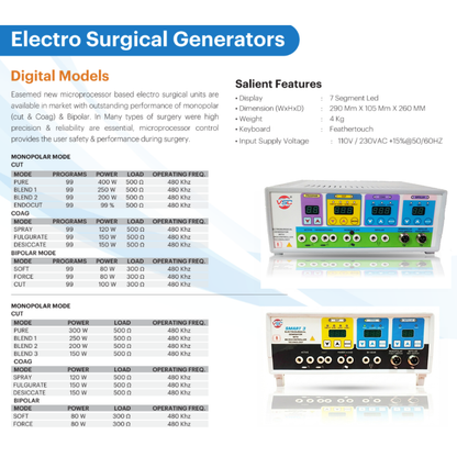 electrosurgical generator 300w 400w analog digital bipolar cautery machine surgical unit