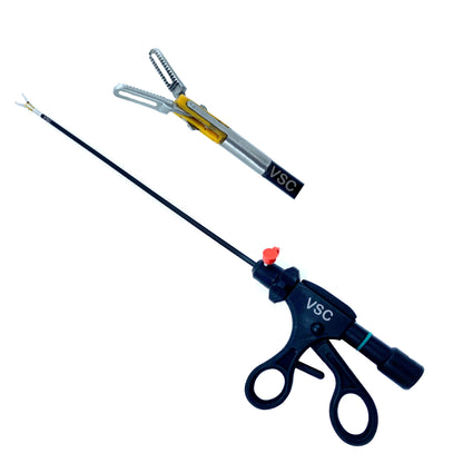 Vishal Surgical Co laparoscopic bipolar forceps with fenestrated design for precise bowel tissue manipulation during surgery.