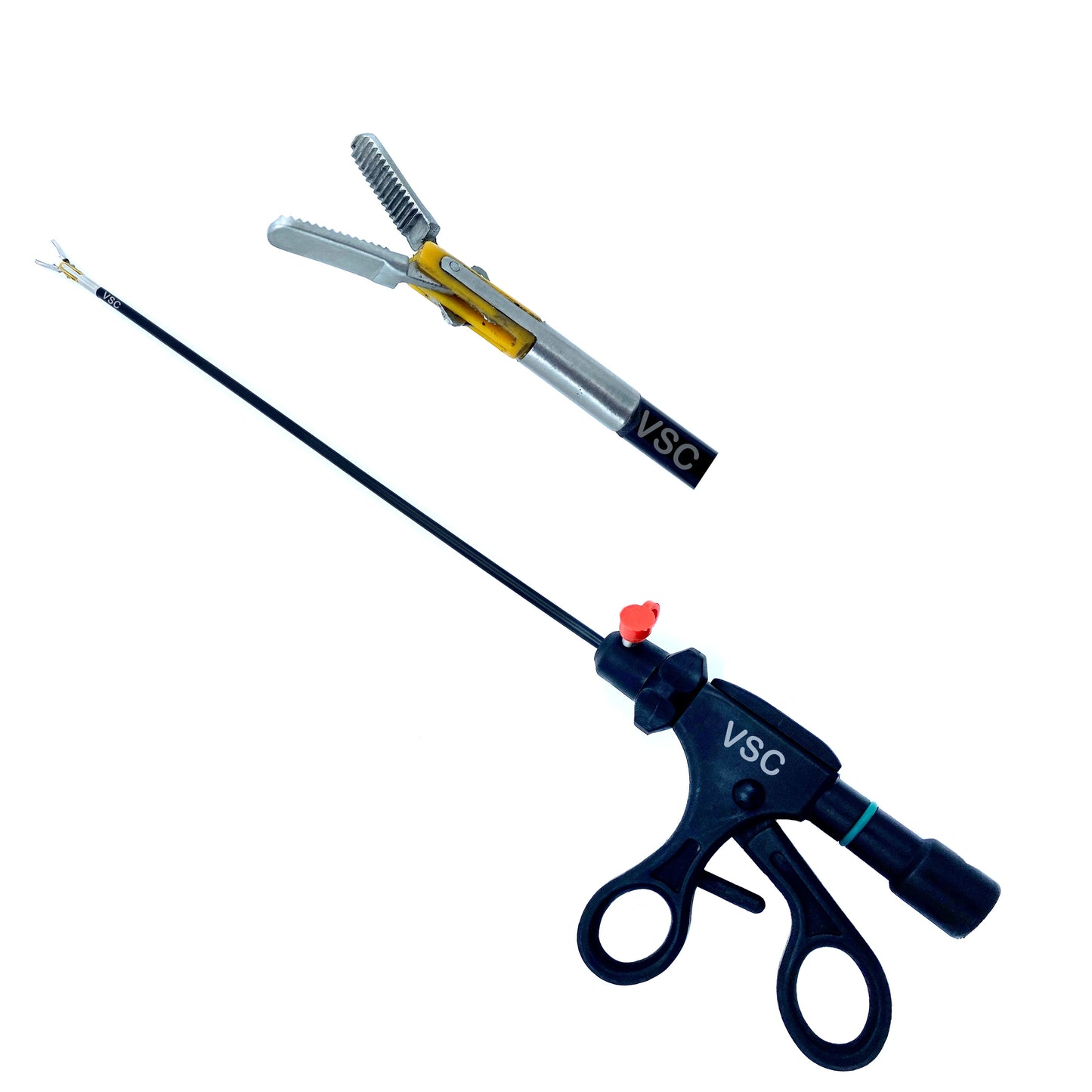 Laparoscopic bipolar forceps from Vishal Surgical Co with ruby tips used in minimally invasive surgical procedures.