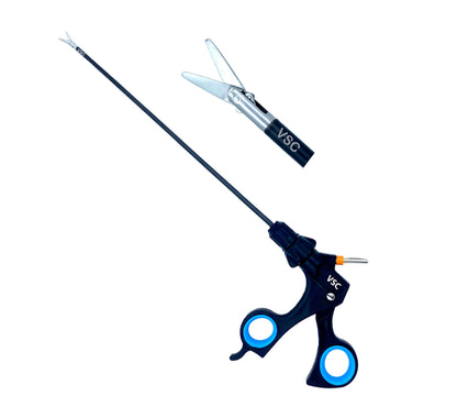Vishal Surgical Co laparoscopic straight scissors, 5mm surgical instruments for minimally invasive procedures.
