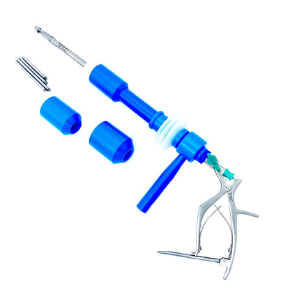 Laparoscopic Mangeshikar uterine manipulator with Rechat handle by Vishal Surgical Co, used in gynecological procedures.