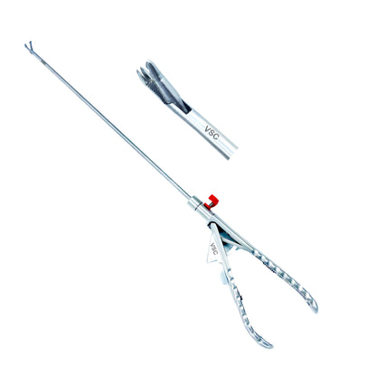 Laparoscopic needle holder surgical instrument with 5mm tip, Vishal Surgical Co, designed for minimally invasive procedures.