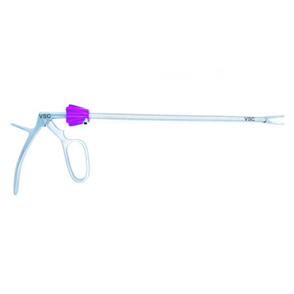 Laparoscopic Hemolok Clip Applicator by Vishal Surgical Co with metal clip cartridge for minimally invasive surgical procedures.