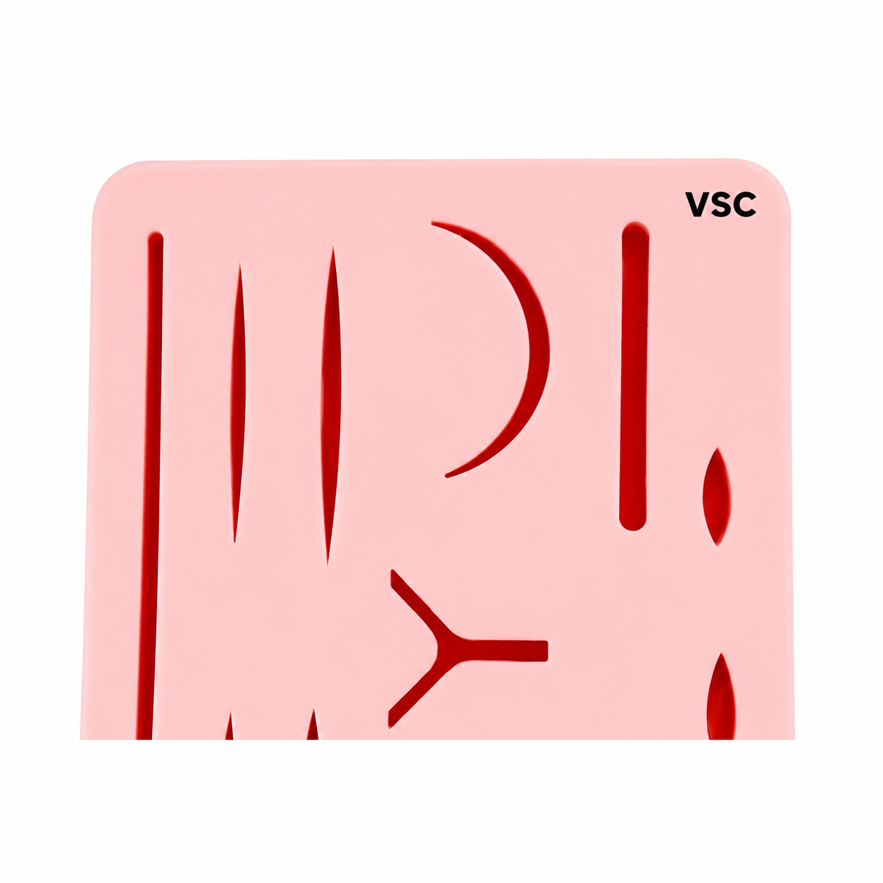 Laparoscopic Silicone Suture Practice Pad with 14 & 17 Pre-Cut Wounds | Pink & Red | Surgical Training Instruments