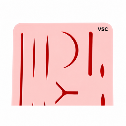 Laparoscopic Silicone Suture Practice Pad with 14 & 17 Pre-Cut Wounds | Pink & Red | Surgical Training Instruments