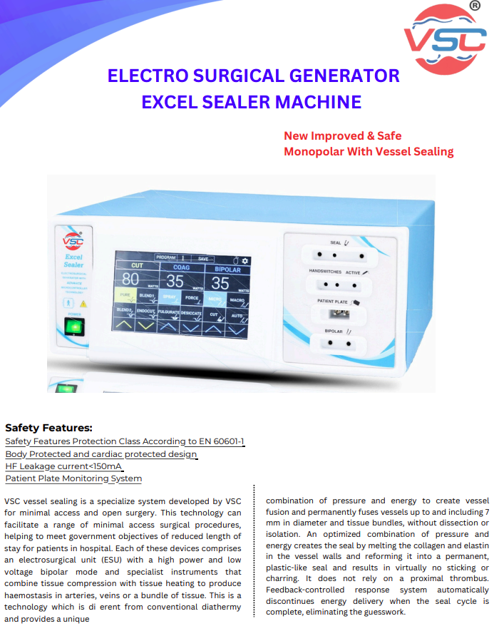 Vishal Surgical Co Vessel Sealing System 400W cautery machine with electrosurgical generator unit for surgical procedures.