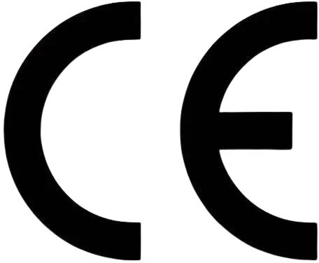 Black CE certification mark on transparent background, compliance icon for surgical instruments