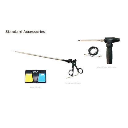 Laparoscopic Morcellator machine by Vishal Surgical Co used in gynecology surgical procedures, with surgical blades and control panel visible.